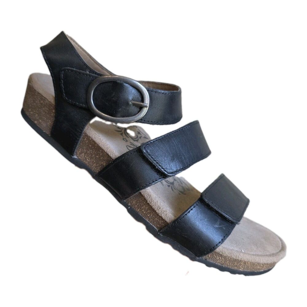 Aetrex Lilly Black Adjustable Quarter-strap Sandals Size 9.5